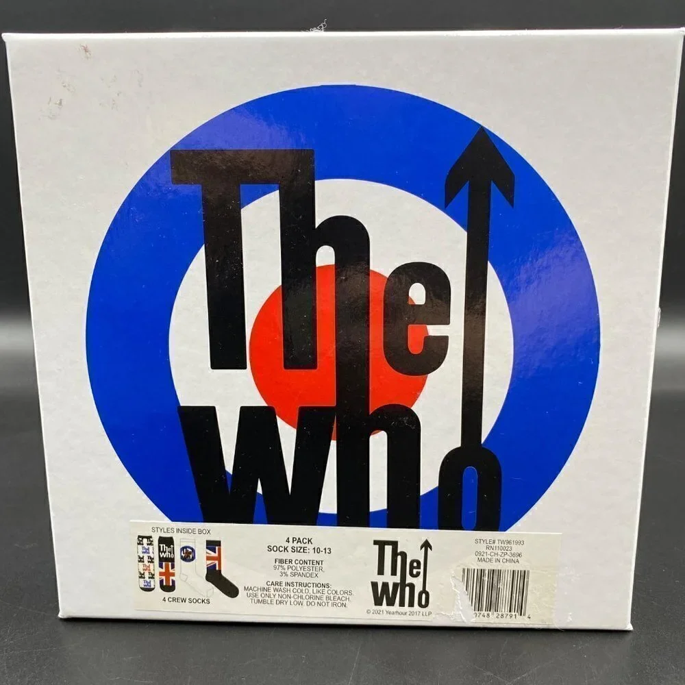 The Who Crew Socks 4 Pack Brand New Men's Size 10-13